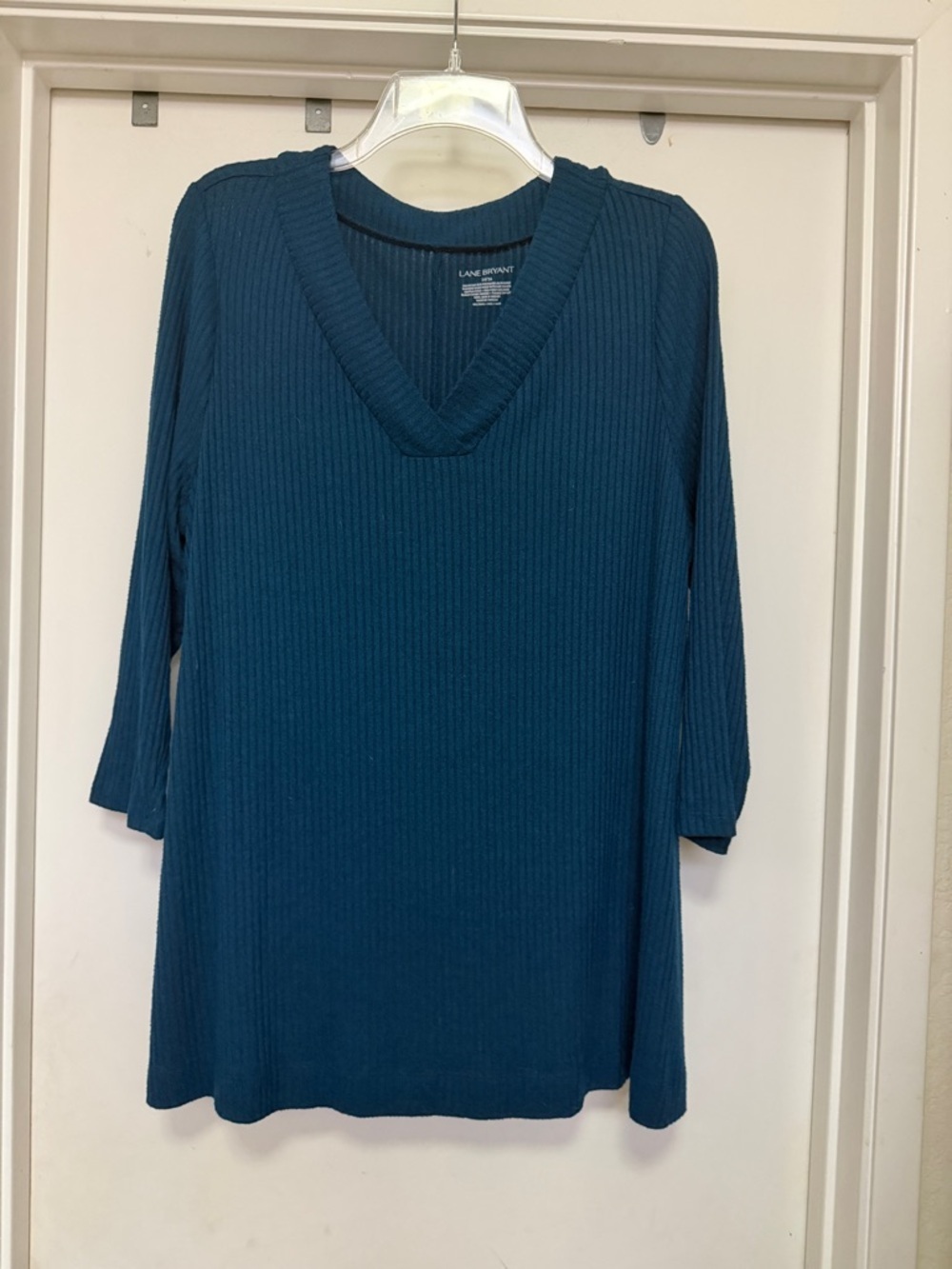 Lane Bryant ribbed  v neck tunic - blue - size 14/16